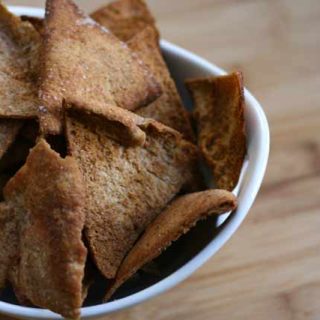 Homemade pita chips from leftover pita bread. Click through for recipe.