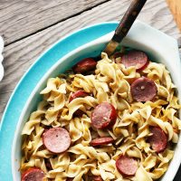 Ring bologna hotdish: My favorite hotdish recipe, made with sweet corn and ring bologna.