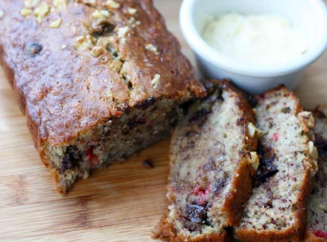 Jeweled banana bread with honey butter. There is something special in EVERY bite! Repin to save.