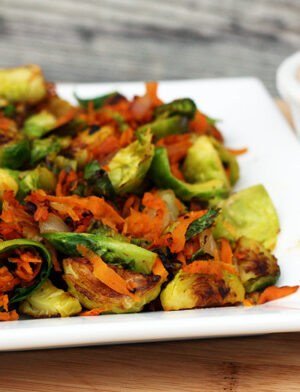 Sweet Potato and Brussels Sprouts Hash With Chipotle Crema