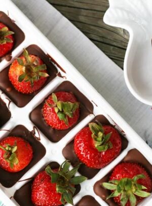 Chocolate Covered Strawberries Made In An Ice Cube Tray