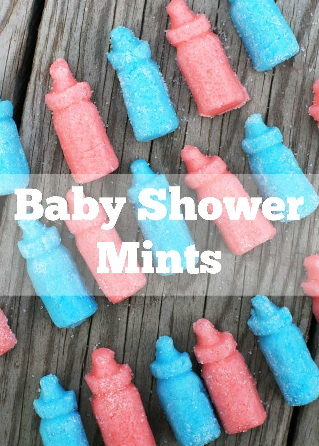 Mints for a baby shower, using a rubber bottle mold. Click through for recipe!