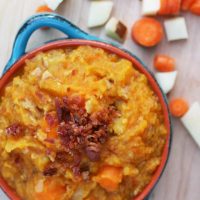 Mashed carrot potatoes with bacon recipe, from Cheap Recipe Blog