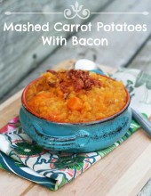 Mashed carrot potatoes with bacon, from Cheap Recipe Blog