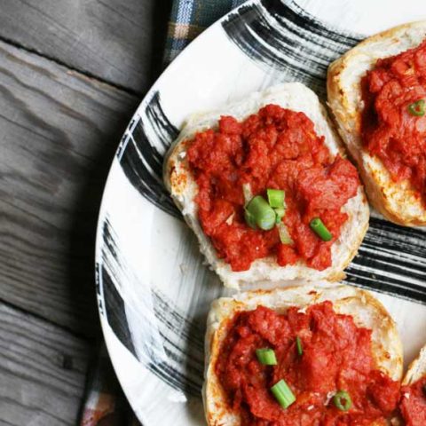 Cheesy tomato SPAM-wiches. This family favorite is made from just 3 ingredients. Click through for recipe!