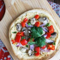 Veggie and hummus pizza, from Cheap Recipe Blog