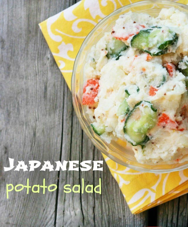 Japanese potato salad. A unique and totally delicious spin on classic potato salad. Click through for recipe!