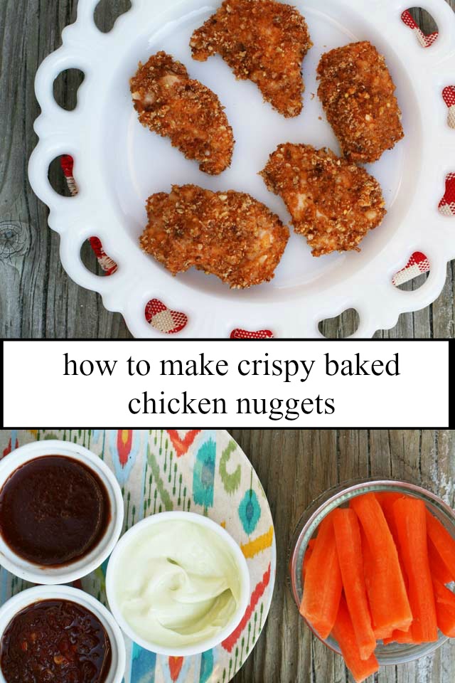How to make crispy baked chicken nuggets. Click through for instructions!