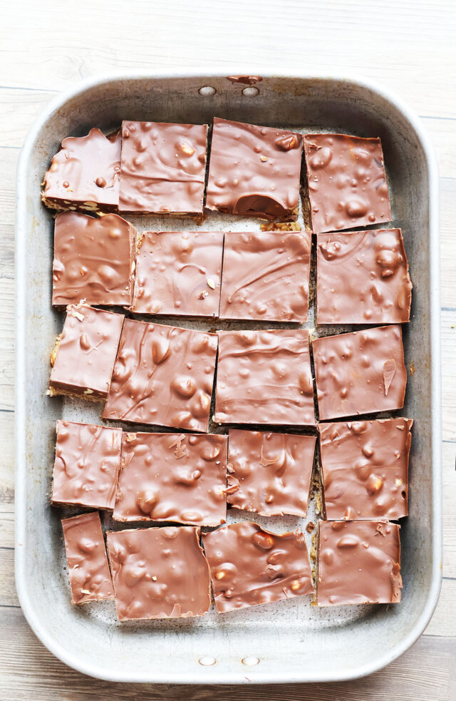 Million dollar bars; peanut butter, chocolate & Butterscotch. A GF bar recipe