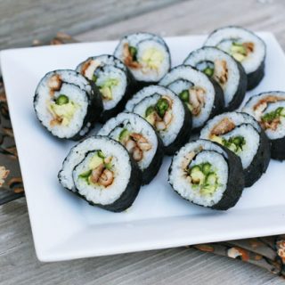 Make your own homemade teriyaki chicken sushi rolls at home for just $1.40 per person! Click through for recipe.