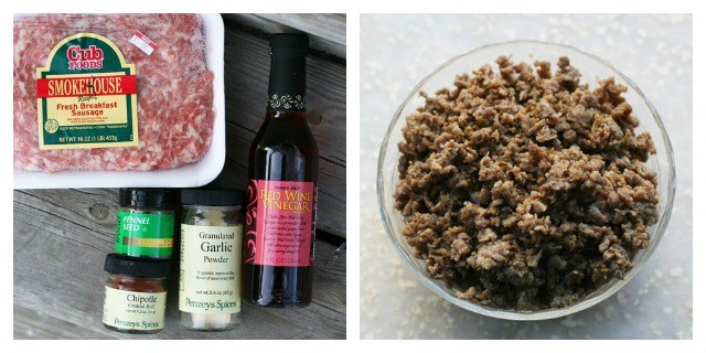 Instructions for making homemade sausage for pizza. Click through for recipe!