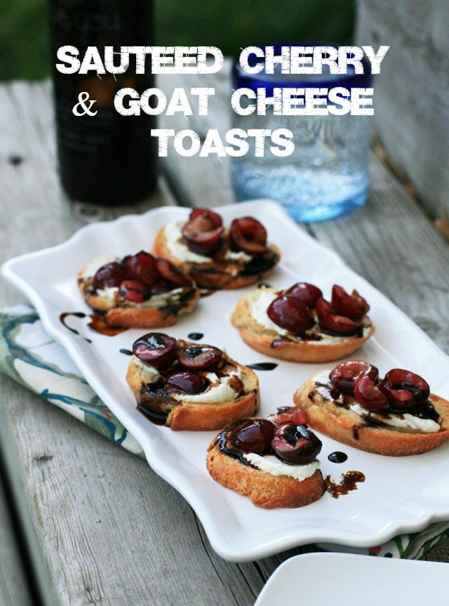 Sauteed cherry and goat cheese toasts. A fancy yet crazy easy appetizer!