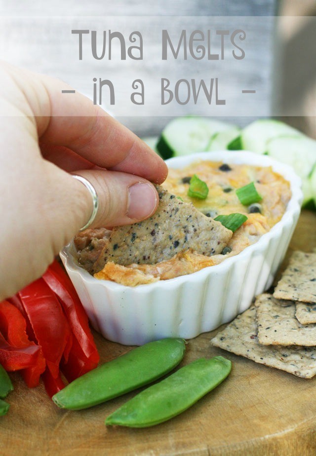 Tuna melts in a bowl. Enjoy a tuna melt without the bread. Click through for recipe!