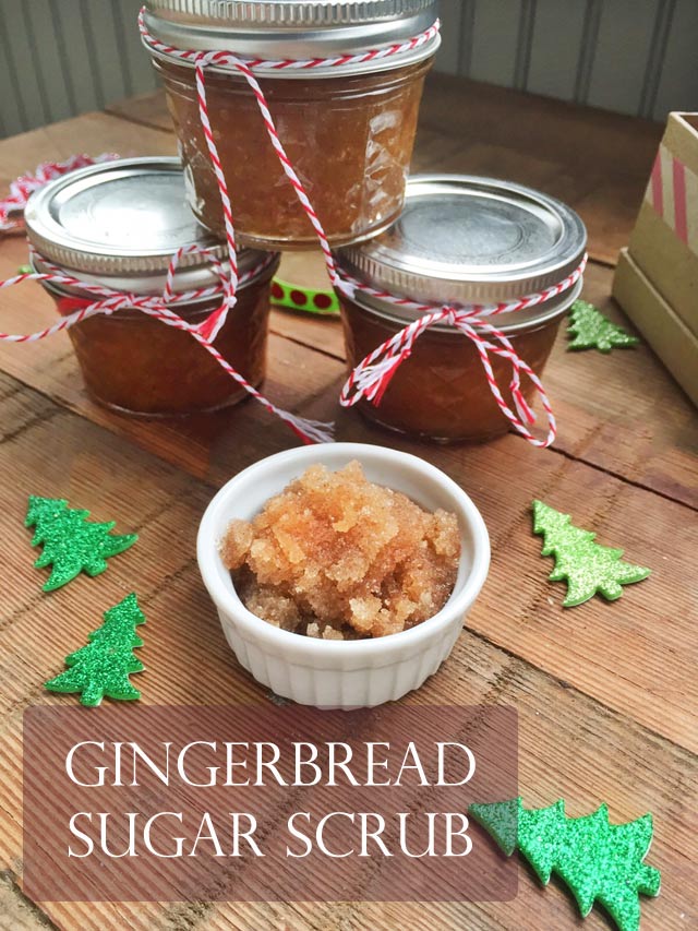 DIY gingerbread sugar scrub. Make it in your kitchen and give it as a gift!