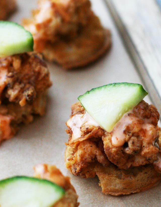 Spicy buttermilk chicken and waffle bites: A perfect party appetizer (shortcut ideas included!)