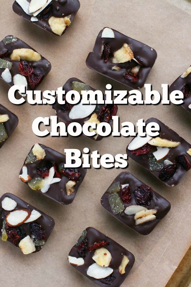 Customizable chocolate bites, made in an ice cube tray. Click through for recipe!