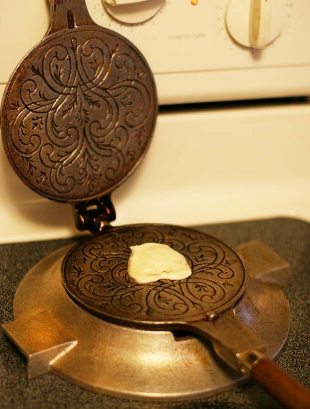 How to make Norwegian krumkake using a krumkake iron.