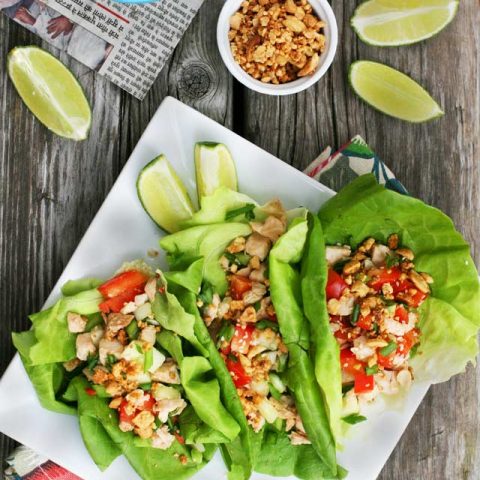 Turkey lettuce wraps, made with leftover turkey. Low-carb and paleo friendly!
