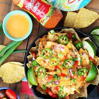 Game day pulled pork nachos: The perfect nachos to feed a crowd at a football watching party!