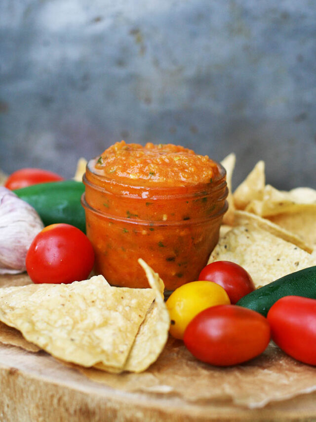 Roasted tomato salsa, with the best from the farmer's market. 