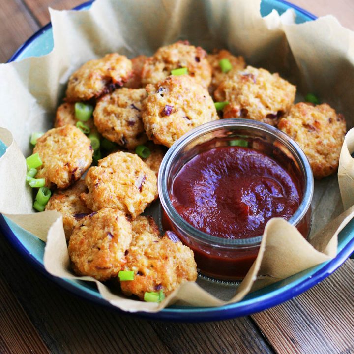 Cauliflower tator tots: Healthier than potato tator tots, with lots of flavor. Click through for recipe.