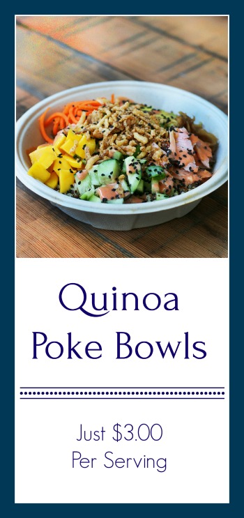 Cheap quinoa poke bowls: Get your sushi fix on a budget. Click through for money-saving tips.