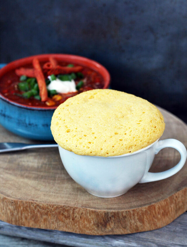 Cornbread made in the microwave! In 5 minutes, you can have a fresh batch of cornbread - enough for 2 - to enjoy with chili, BBQ or another meal!