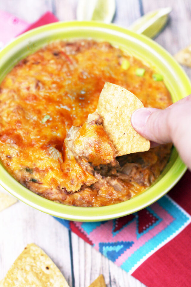 Cheesy pinto bean dip: We're talking really, really cheesy. Click through for the recipe!