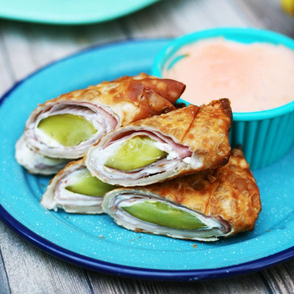 Ham And Pickle Roll Up Egg Rolls