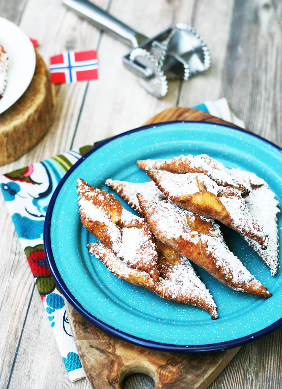 Norwegian fattigmand cookies: A beautifully shaped, fried cookie dusted with powdered sugar.