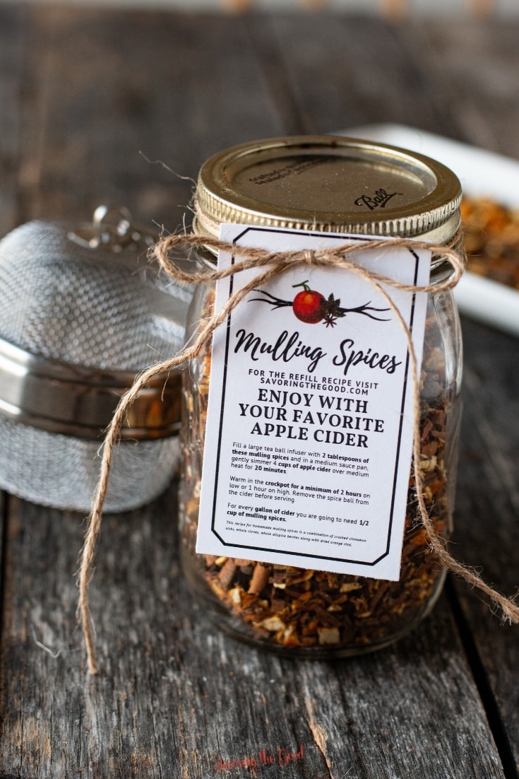Homemade mulling spices make a great gift, when placed in a glass jar. 