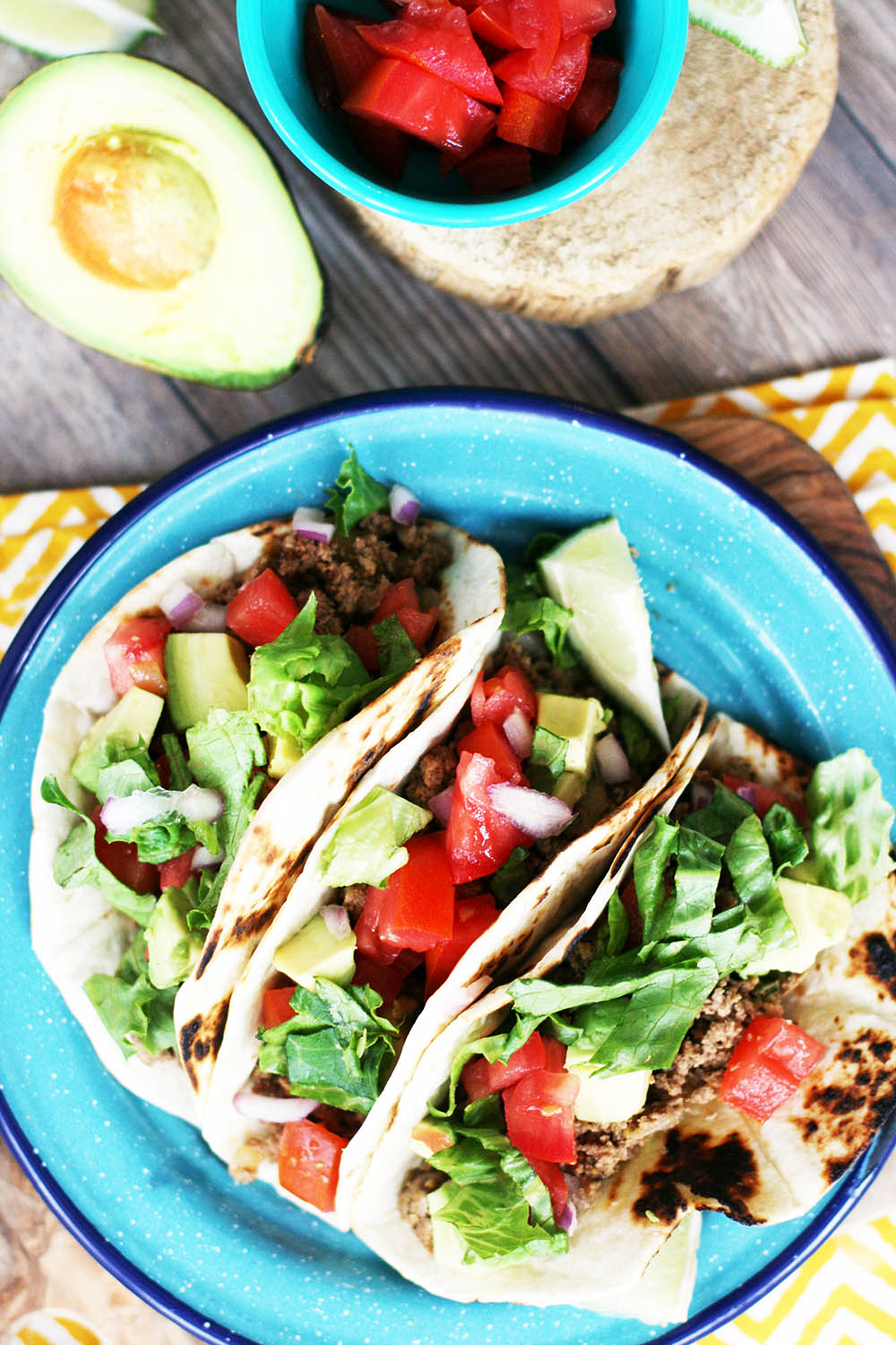 Ground turkey tacos: Flavorful ground turkey with Mexican spices. Pile on the toppings!