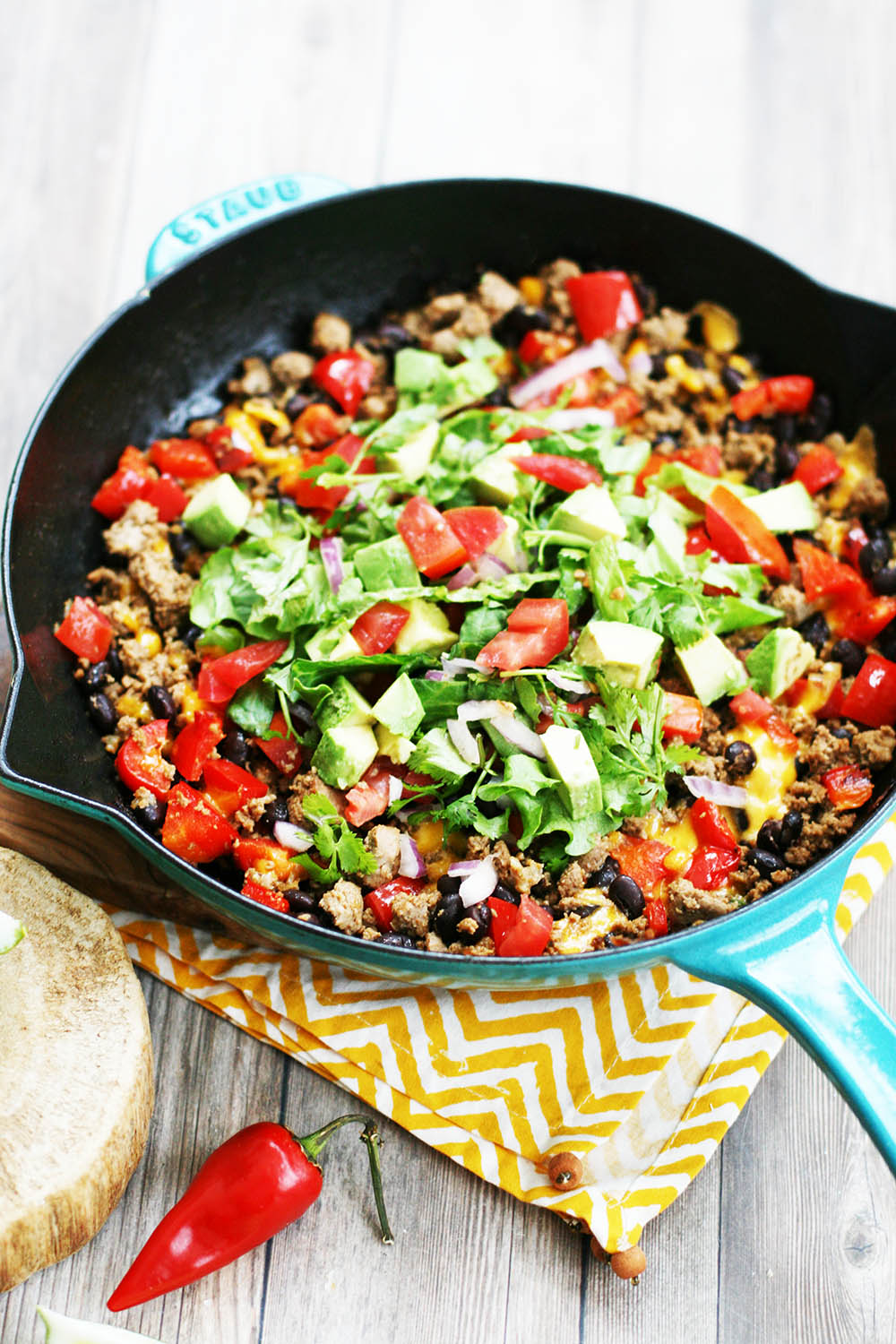 Mexican ground turkey skillet: Serve with tortillas, tortilla chips - or solo!