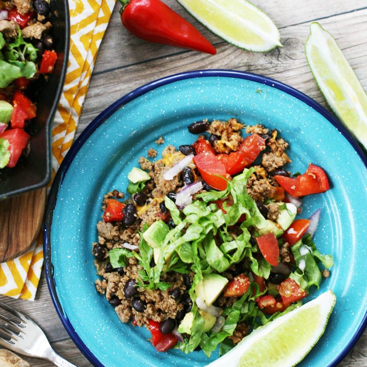 Mexican ground turkey skillet: Lots of flavor, not a lot of money. Click through for recipe!