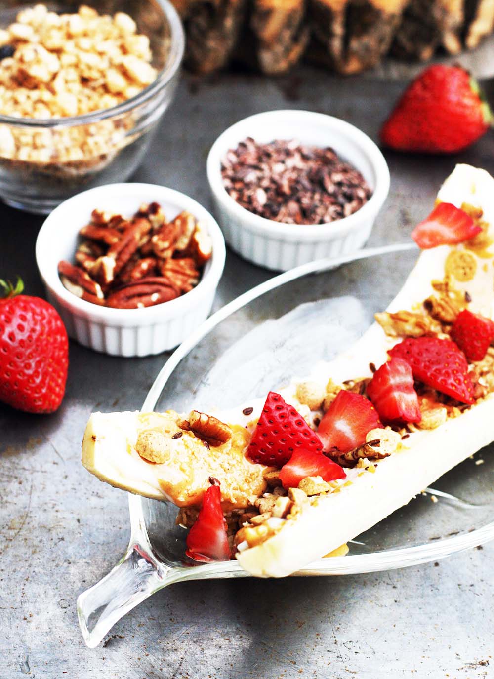 Breakfast banana splits: Get the recipe for this affordable, budget-friendly breakfast foods.