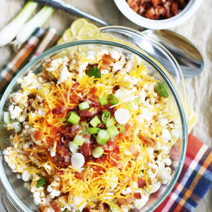 Popcorn salad: Popcorn takes the place of pasta in this picnic and potluck-loving salad.