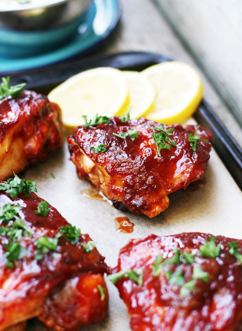 Baked BBQ chicken thighs: This recipe is simple a full of good BBQ flavor!