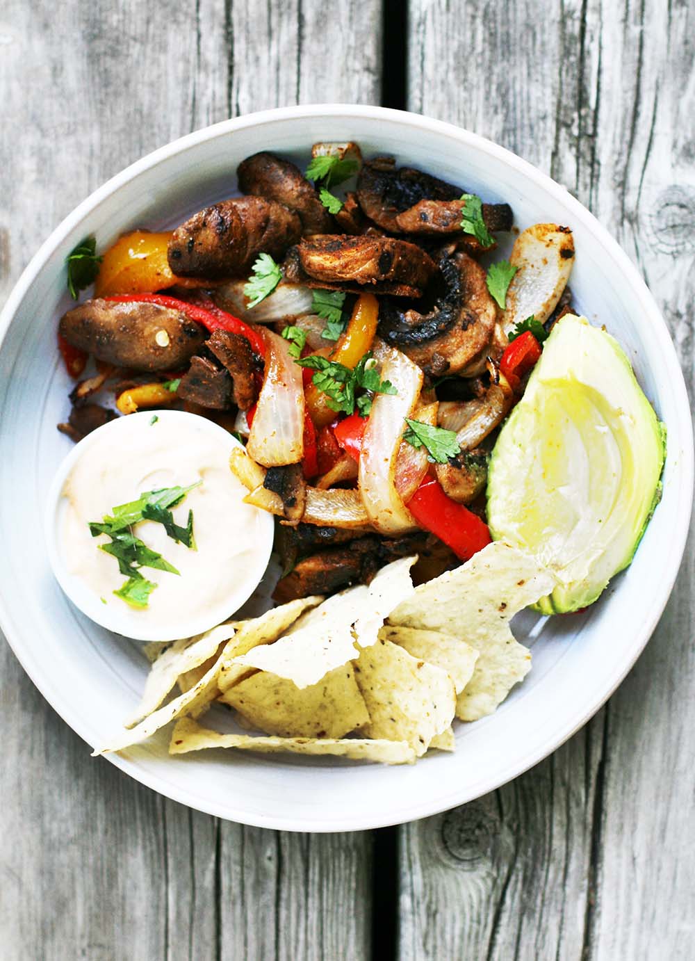 Vegetarian sheet pan fajitas: Use the veggies to make a veg fajita bowl!
