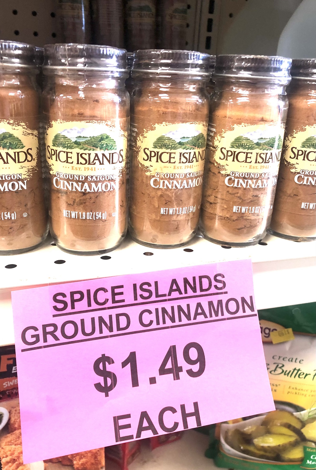 Cheap cinnamon, purchased at a salvage grocery store. Click through to learn more about saving money on groceries.