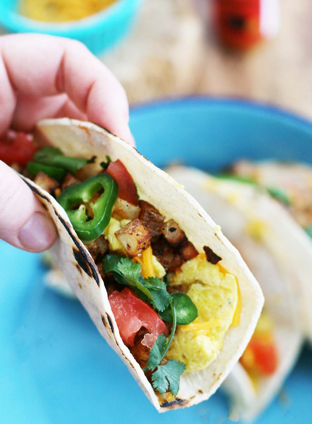Egg & potato breakfast tacos: Simple ingredients make for a super cheap breakfast for under $5.