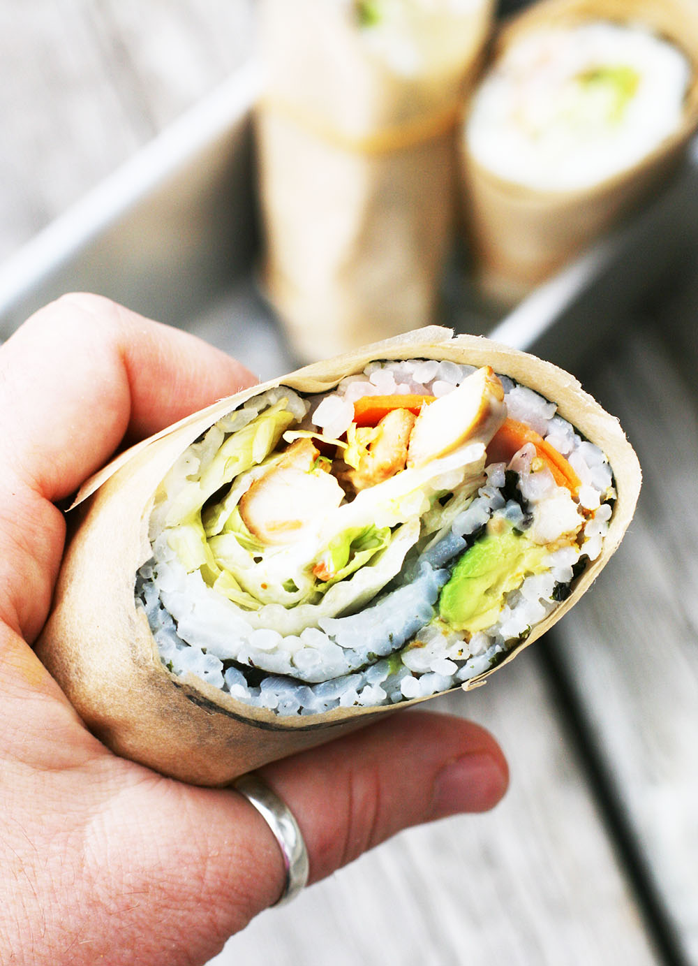 Chicken sushi burritos: Learn how to make sushi burritos at home, with teriyaki chicken!