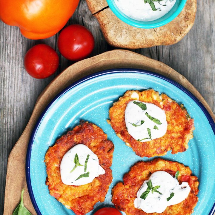 Tomato fritters: A totally unique recipe using fresh tomatoes, mozzarella, and basil.