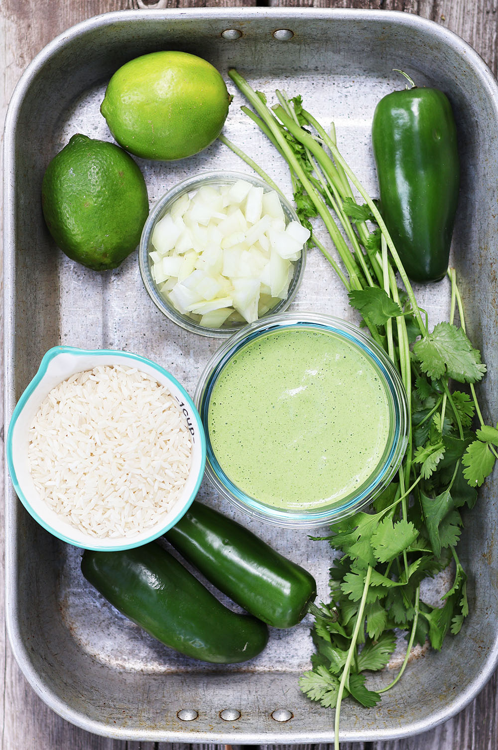 Peruvian chicken and rice bake: This casserole is jam-packed with flavor thanks to the delicious, spicy, tangy aji verde sauce.