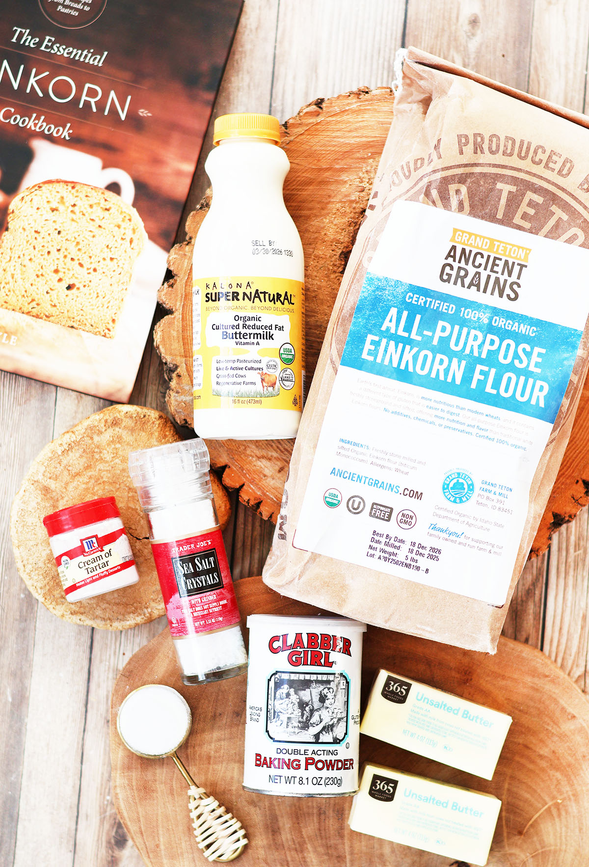 What you'll need to make homemade einkorn buttermilk biscuits at home: Including all-purpose einkorn flour.