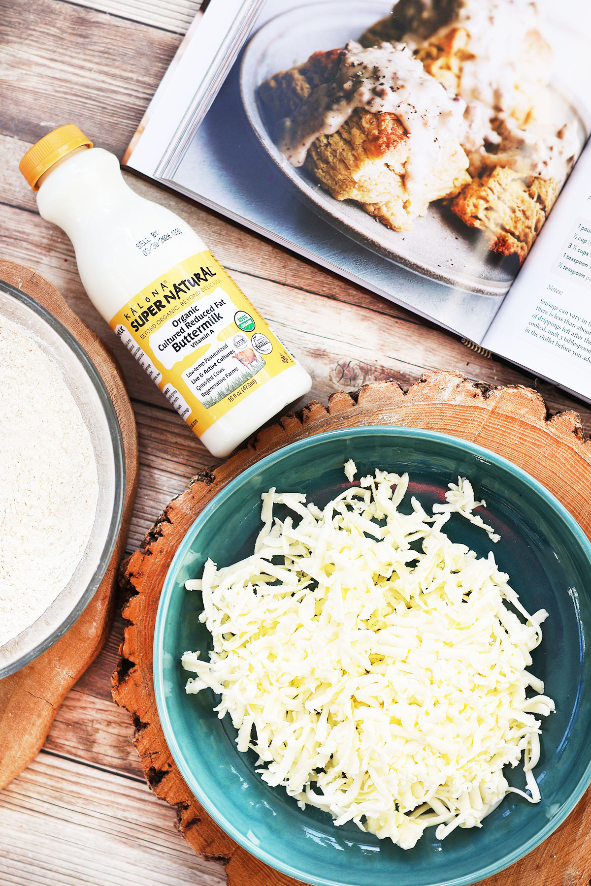 How to make einkorn buttermilk biscuits: Start by shredding butter like cheese.