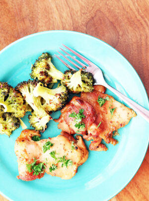 Sheet Pan Honey Mustard Chicken Thighs With Broccoli