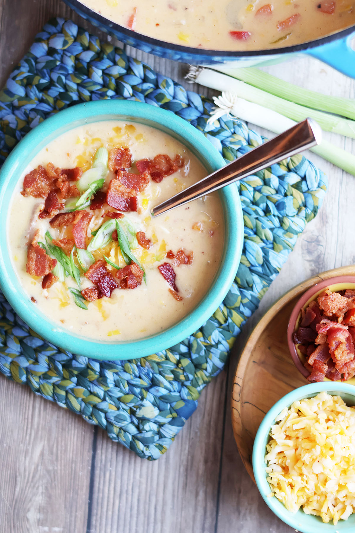 Cheesy bacon and corn chowder