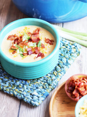 Cheesy Corn And Bacon Chowder – For The Moms We Miss On Mother’s Day