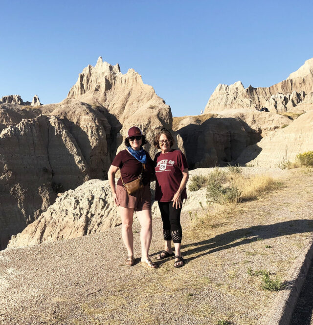 My mom and I in Badlands National Park in South Dakota