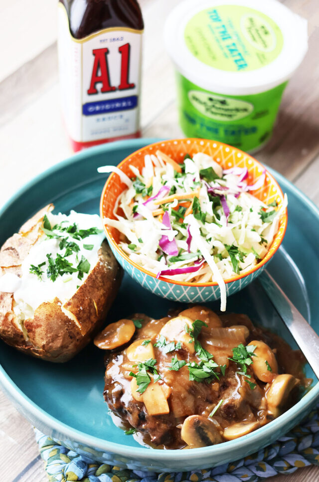 Hamburger steak with mushroom onion gravy